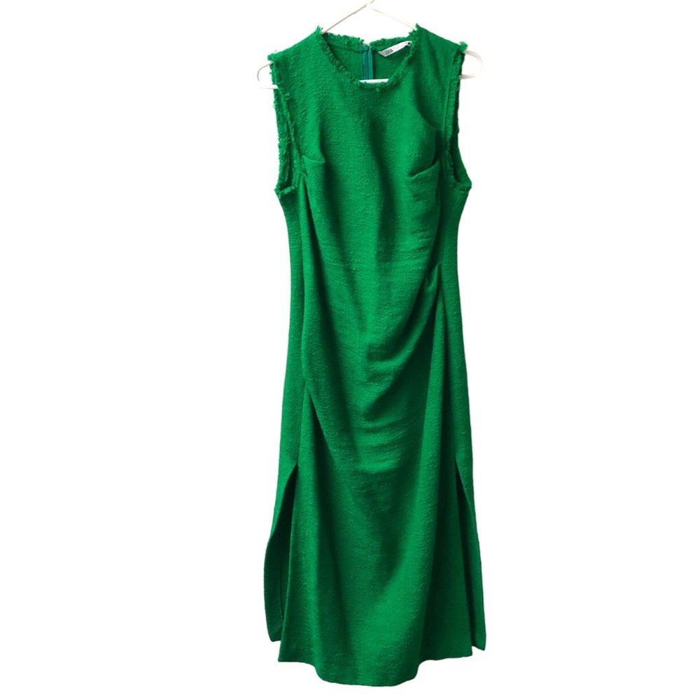 Zara Sleeveless Tweed Pencil Bodycon Dress || Kelly Green